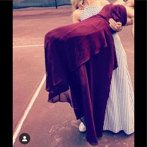 Amsale chiffon bridesmaid dress in Ruby (size 6)